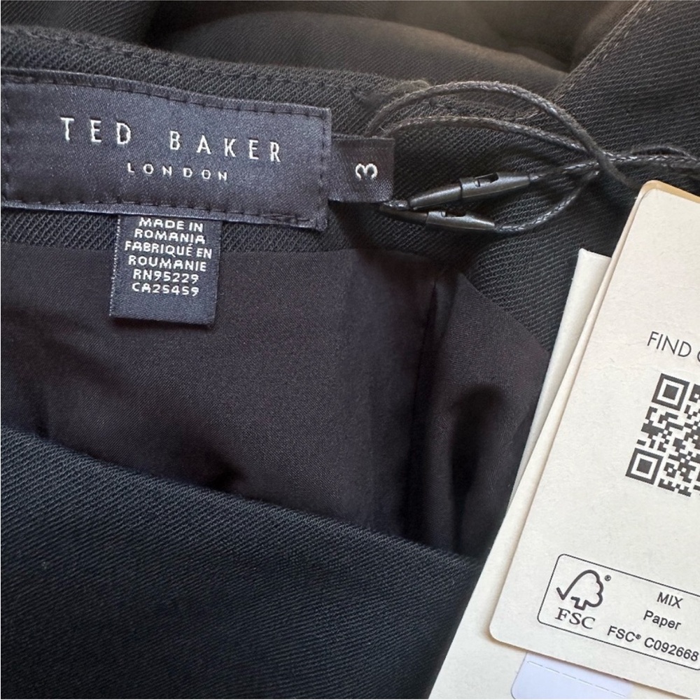 Ted baker fleuurr belted square neck midi shift little black dress, NWT size 3 - Picture 6 of 13